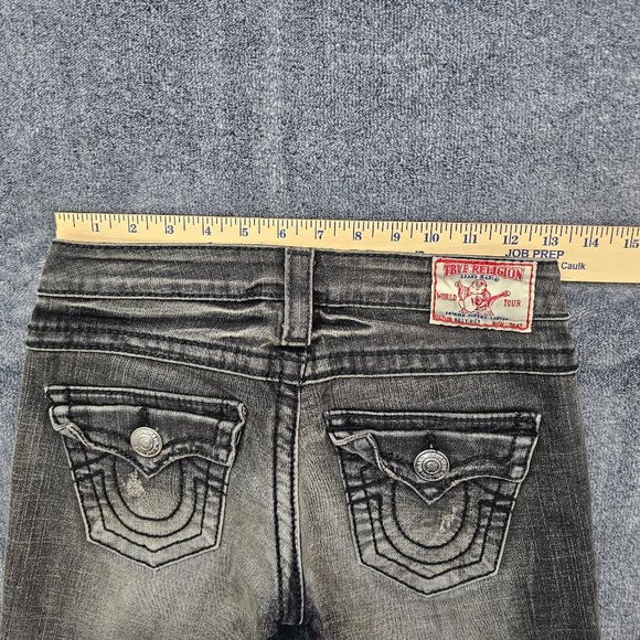True Religion Billy Big T Jeans womens 26 Black Stretch Flap pockets distressed - Picture 16 of 16
